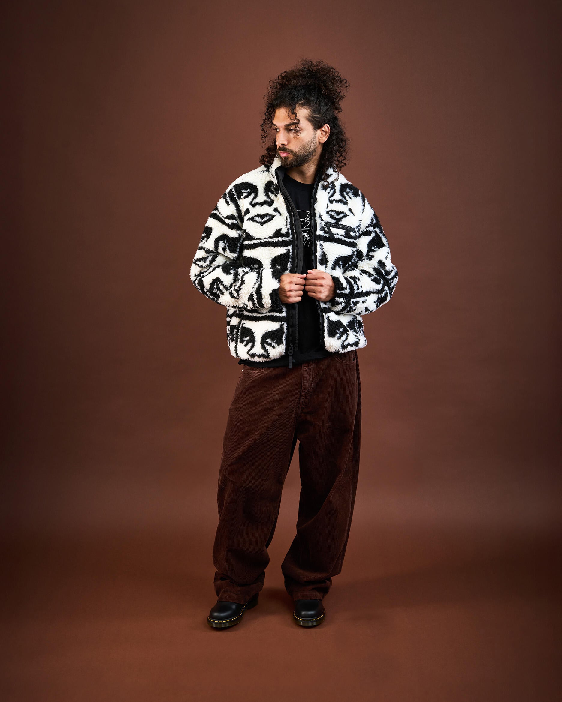 Obey REPEATED ICON SHERPA JACKET | 121800608-BKM | AFEW STORE